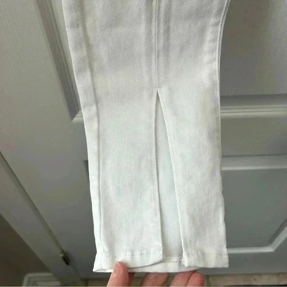 GAP True Skinny Jeans High Rise Split Hem Front Ankle Slit Stretch White Size 26 - Picture 9 of 16